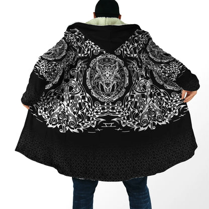 Winter Fashion Mens Hooded cloak Lion Tattoo Wolf 3D Printing Thick Fleece wind breaker Unisex Casual Warm Hood cloak DP04