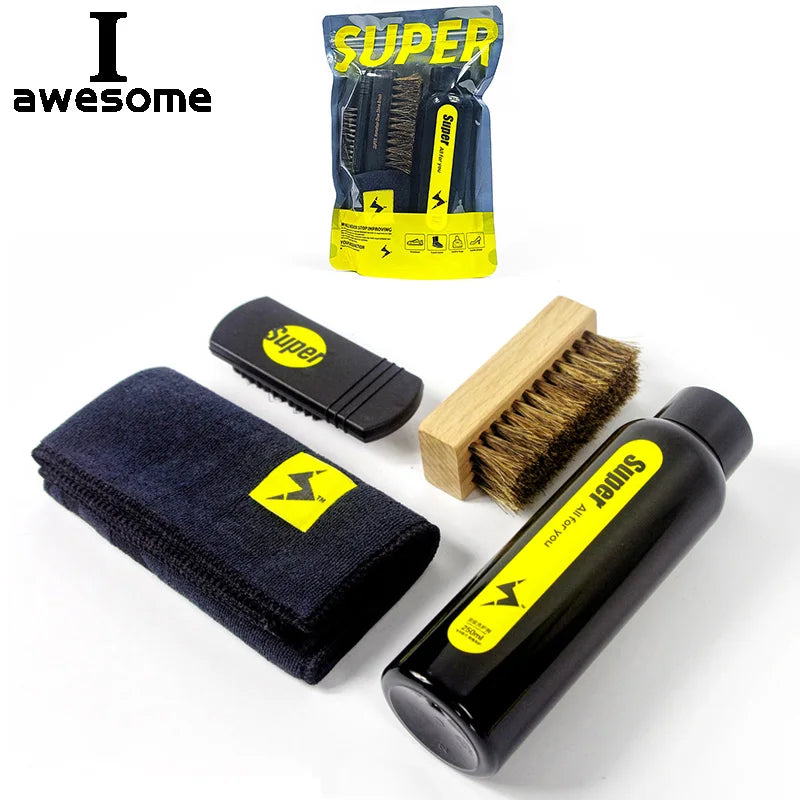 4-piece set Professional Shoes Care Kit Cleaner Portable For Leather Shoes Sneakers Cleaning Deep Cleaning Agent Set Brush Tool