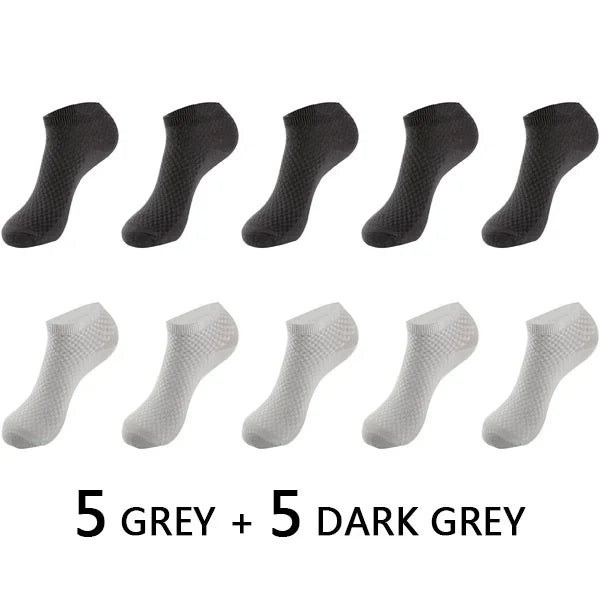 10Pairs/lot Bamboo Fiber Men Socks Large Size Short Ankle Business Black Male Meias Socks Breathable Men Plue Size EU38-48