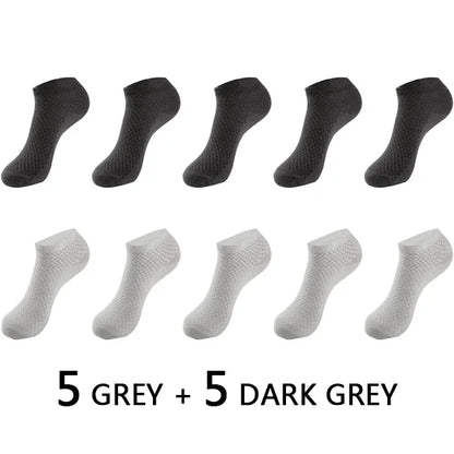 10Pairs/lot Bamboo Fiber Men Socks Large Size Short Ankle Business Black Male Meias Socks Breathable Men Plue Size EU38-48