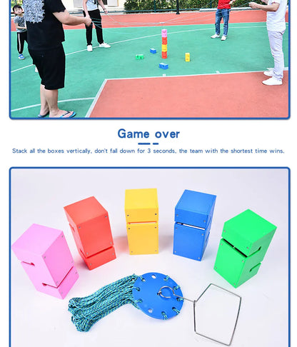 Child Outdoor Teamwork Game Props Toy Children Cooperate To Build Tower  Kindergarten Sensory Equipment Kids Sports Toys
