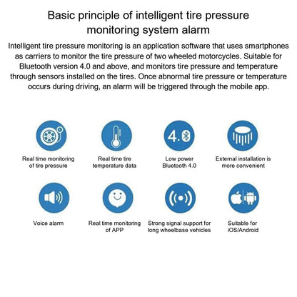 2/4PCS TPMS Sensors Bluetooth 4.0/5.0 APP Display Car TPMS Tire Pressure Monitoring System Motorcycle TPMS Tyre Tester Alarm Set