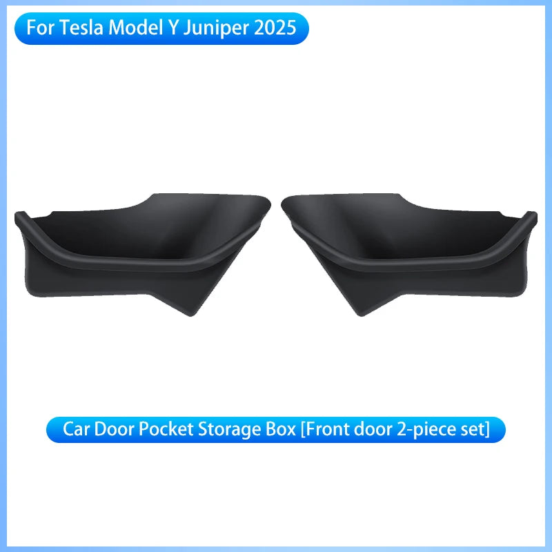 For Tesla Model Y Juniper 2025+ Door Side Storage Box Fully Covered Door Storage Tray TPE Front And Rear Door Side Storage Boxes
