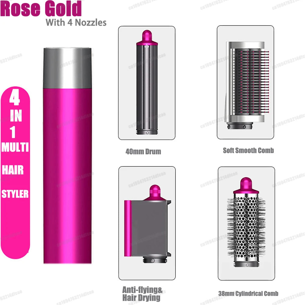 220V Hair Curler 6In1 Multi Hair Styler Curling Iron Hot Air Brush 20/30mm Auto-Curling Barrel Soft Straightening Brush HairDrye