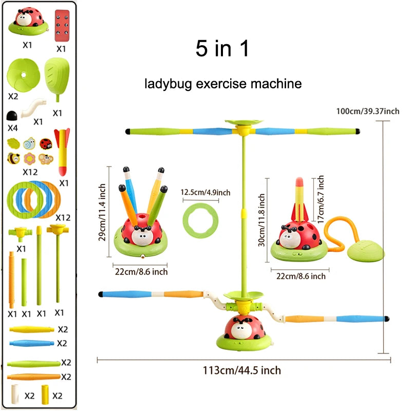 4 Styles Ladybug Multifunction Exercise Machine Ferrule Jump Rocket Launcher Toy Sports Entertainment Game Outdoor Educational