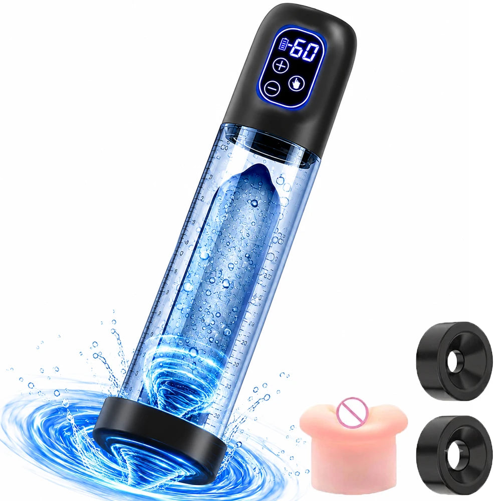Automatic Electric Penis Pump Male Enlargement Erection Trainer Rechargeable Smart LCD Display IPX7 Waterproof Vacuum Device