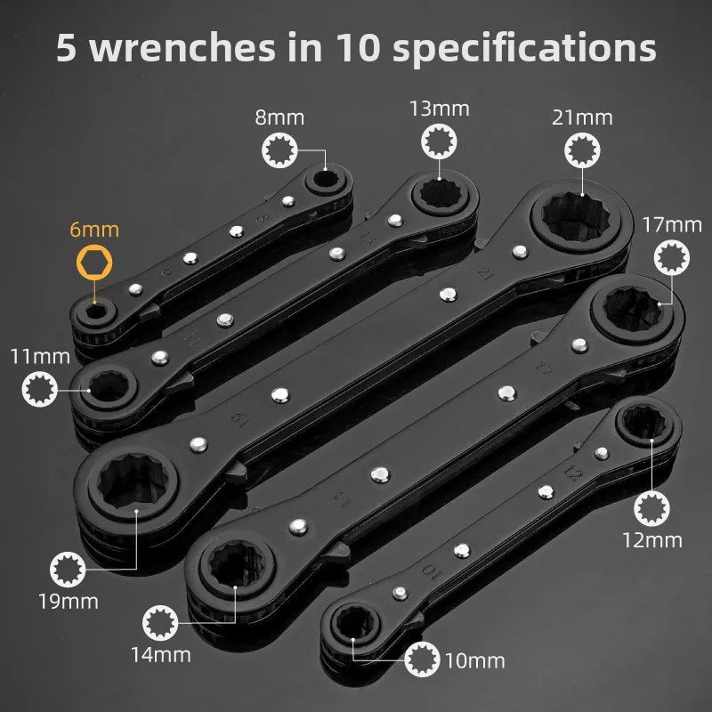 Rapid Ratchet Wrench Open Double Head Two-way Ratchet Wrench Dual-Purpose Automatic Plum Blossom Labor-Saving Auto Repair Tool