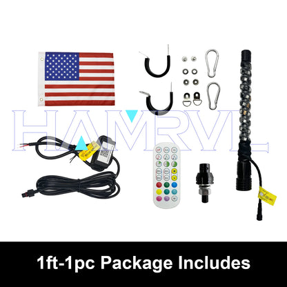 1/2 PCS 2/3/4FT LED Whip Lights RGB Waterproof Multi-Color Flagpole Lamp Bowlight for Offroad Sand Rails Buggies SxS ATV/UTV RZR