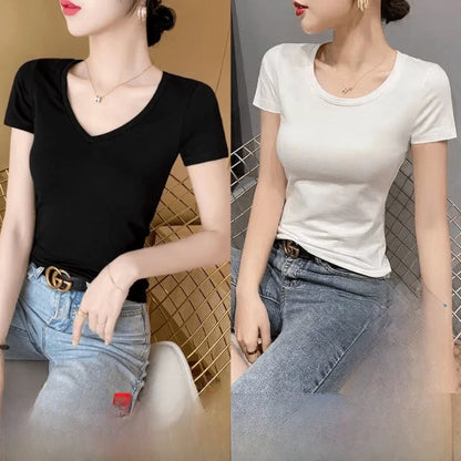 Summer Women's Slim Fit Short Sleeve T-Shirt Half Sleeve Base Shirt Versatile Base Layer Top Quality Polyester Fiber Commute ...