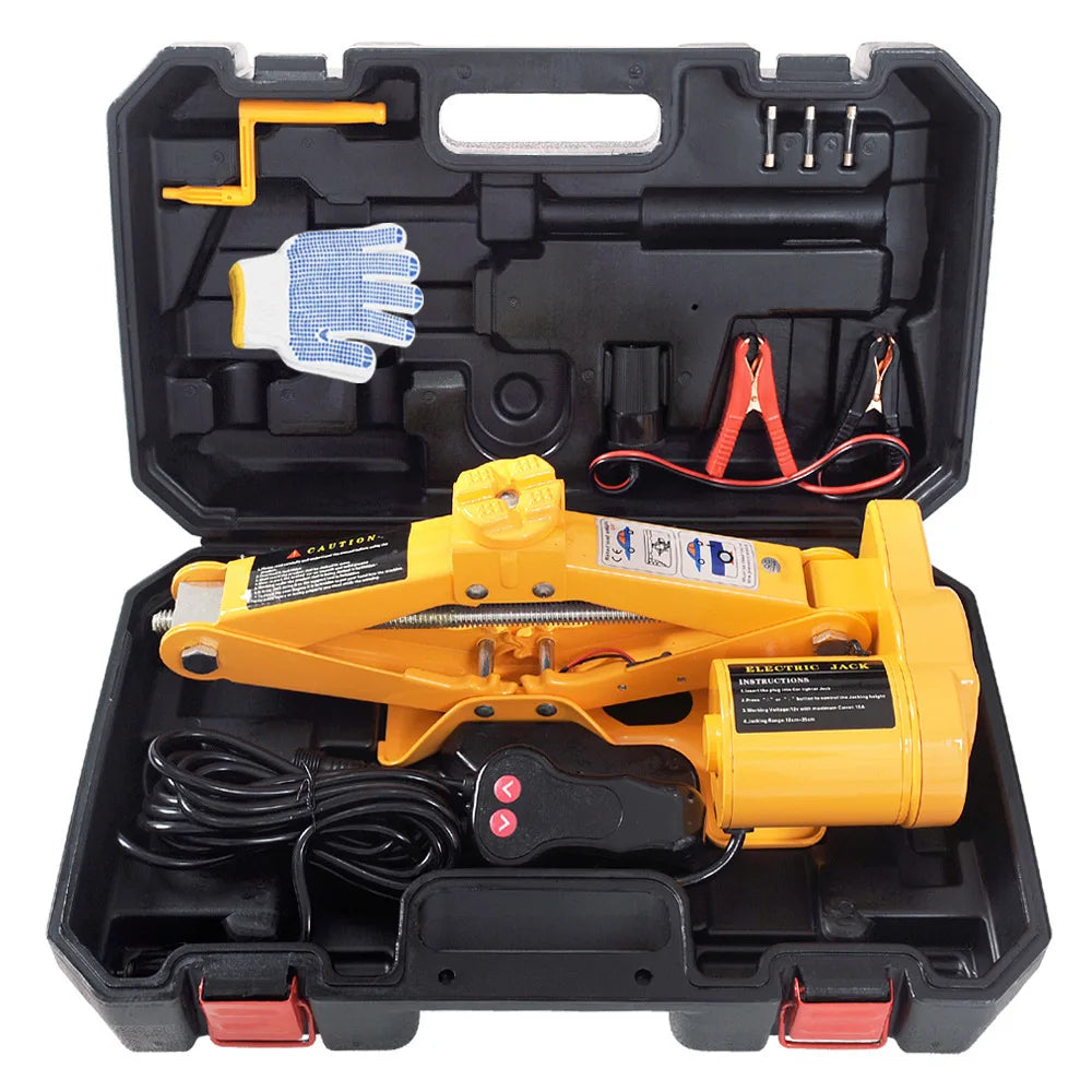 12V Car Electric Jack Portable Scissor Jacks Automatic Lifting 2Ton Machinisms Lift Jack Wheel Disassembly Replacement Aid Tools