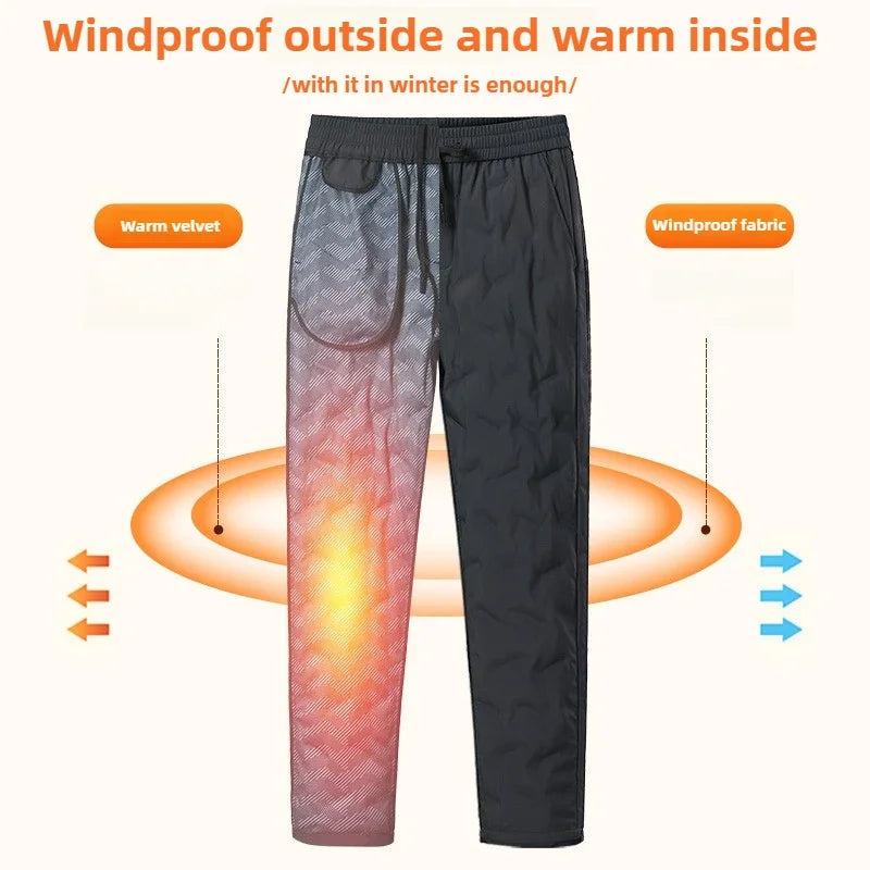 2024 Winter New 90% White Down Pants Men Thickened Warm Waterproof Casual Trousers Man Duck Down Padded Sweatpants Male Clothing
