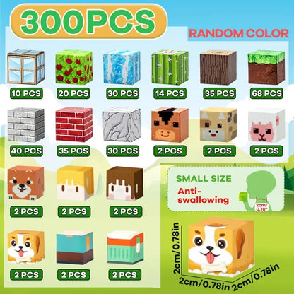 Magnetic Building Blocks Toy Mine World Stacking Create Forest House Architecture Cube Set Creativity Best Gift for Boy Girl Kid