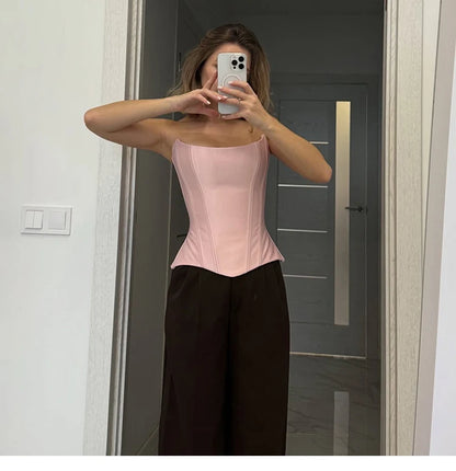 Weird Puss Sweet Cool Spicy Girl Date  Style Slim Fit Tube Top Tank Top Women Fashion Slimming Versatile Top