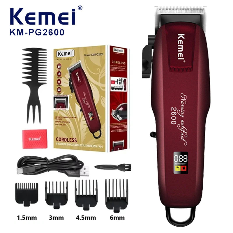 KEMEI KMPG2600 adjustable hair clipper professional barber hair trimmer for men electric beard hair cutting machine rechargeable