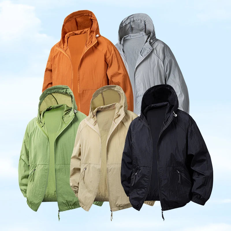 Summer Windbreaker Jacket, Men's Long-Sleeved Hoodie, Outdoor Sports Coat, Hiking and Camping Clothing, Men's Fishing Suit, Men'