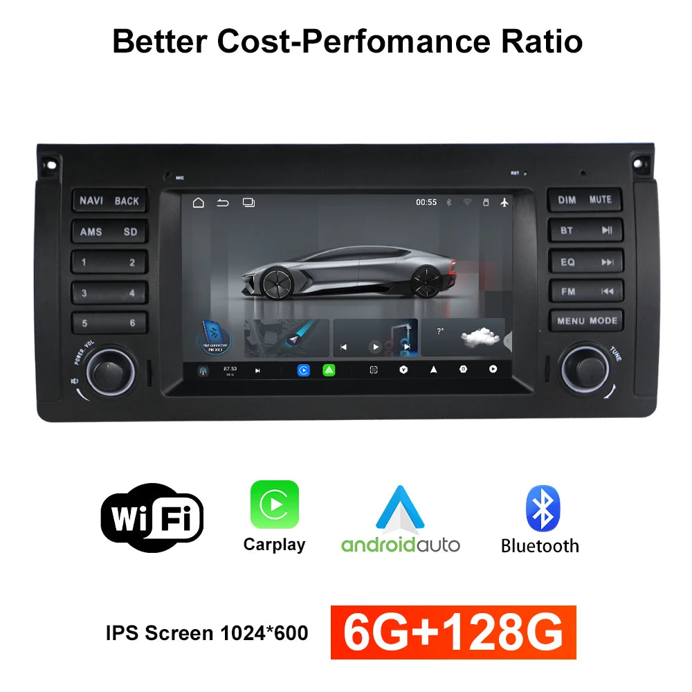 For BMW 5 Series E38 E39 and BMW X5 E53 Car Multimedia Display 7" Touch Screen  GPS Navigation Reverse View Bluetooth FM Radio