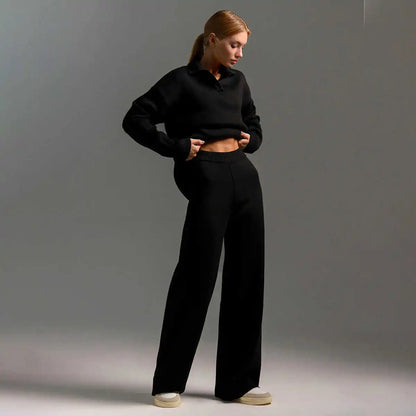 Casual Knitted  Ne Sweater Set Wide Leg Pants Faion Ensemble for Women in Their Late 20s And Early 30s Winter 2024