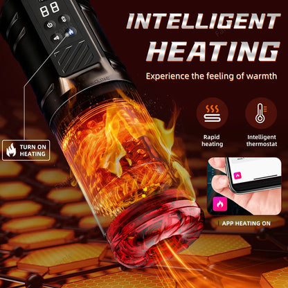 APP Male Automatic Masturbator Cup 12 Thrusting Heating Rotating Pussy Blowjob Sucking Licking Stroker Adult Sex Toy For Men