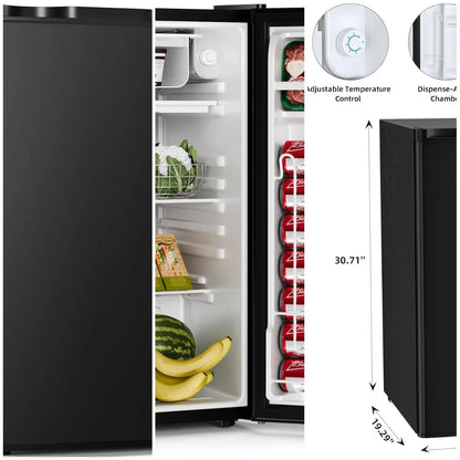 Mini Compact Refrigerator with Freezer, 3.2 Cu.Ft. Single Door with Adjustable Thermostat,Removable