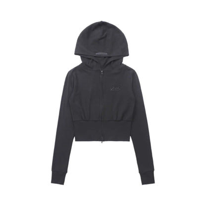 American Style Slim Fit Hoodie Embroidered Zipper Jacket Women Casual Versatile Autumn Outerwear Long Sleeve Short Length