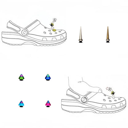 Shoe クロックス Accessories Decorations 지비츠 Charm Pins Buckles Conical Punk Style Metal Hole Sandals Ornament Kids Gift 1 Set 14 Pcs