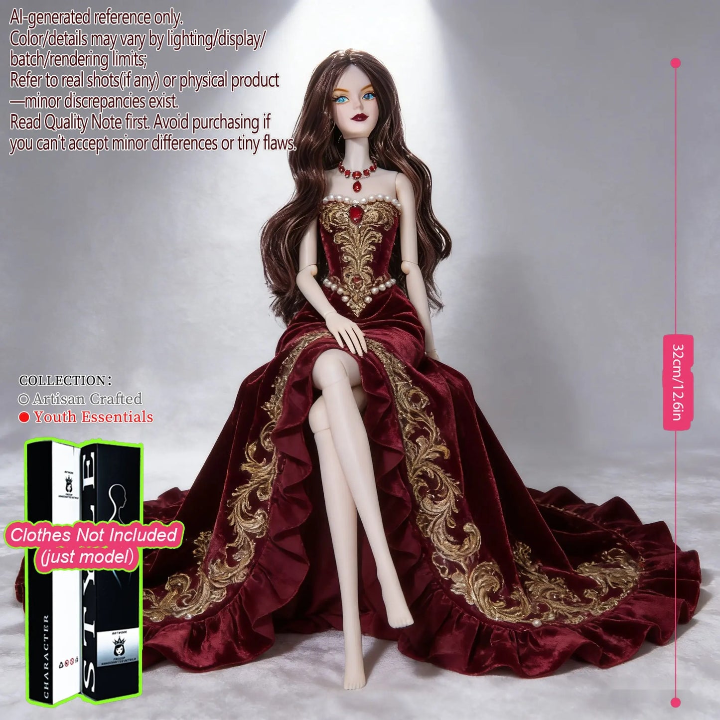 1/6 Scale 12-Joint Premium Figure, 12.6in BJD Doll Changeable Makeup (no clothing)
