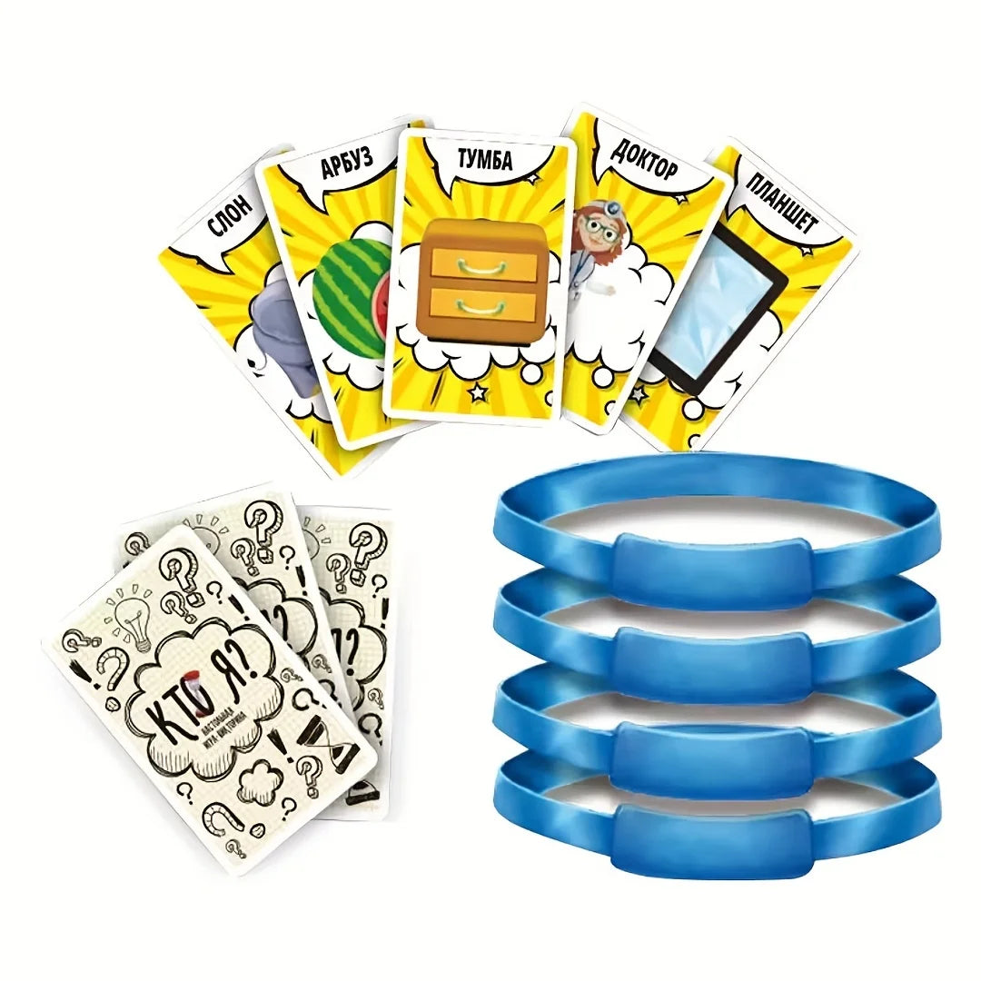 Who am I? Guess who I AM, Russian interactive plastic board game with headband