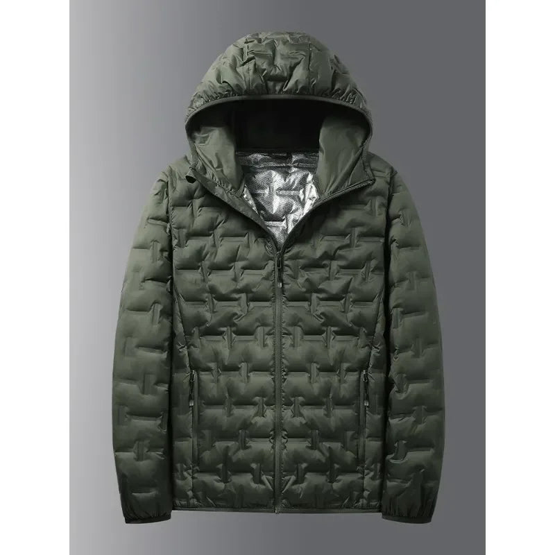 Men Graphene Down Jacket Winter Solid Color Lightweight Short Coat Casual Outdoor Puffer Jacket