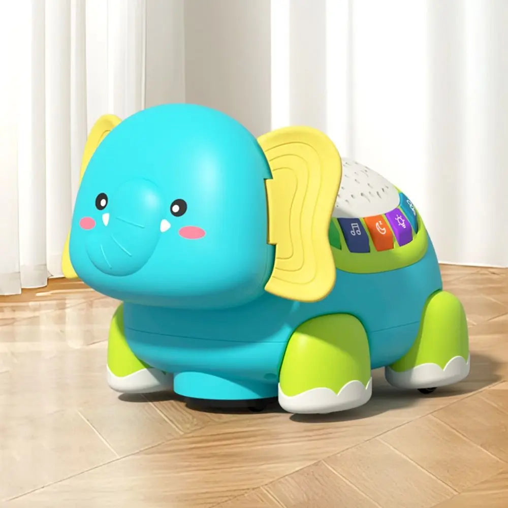 Light Up Light Sound Remote Crawling Elephant Colorful Light Up Timer Function Early Developmental Baby Crawling Tummy Time