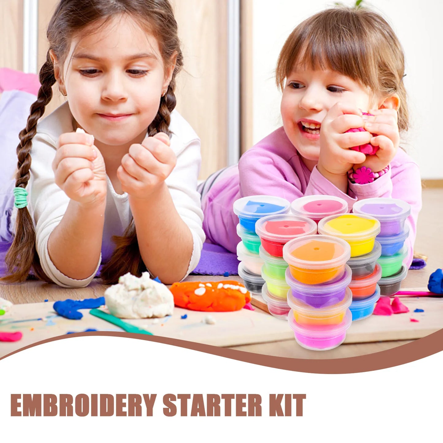 1Set 24 Color Light Soft Modeling Clay Kit Kids Educational DIY Craft Clay Air Dry Non-Toxic Creative Art Supplies with