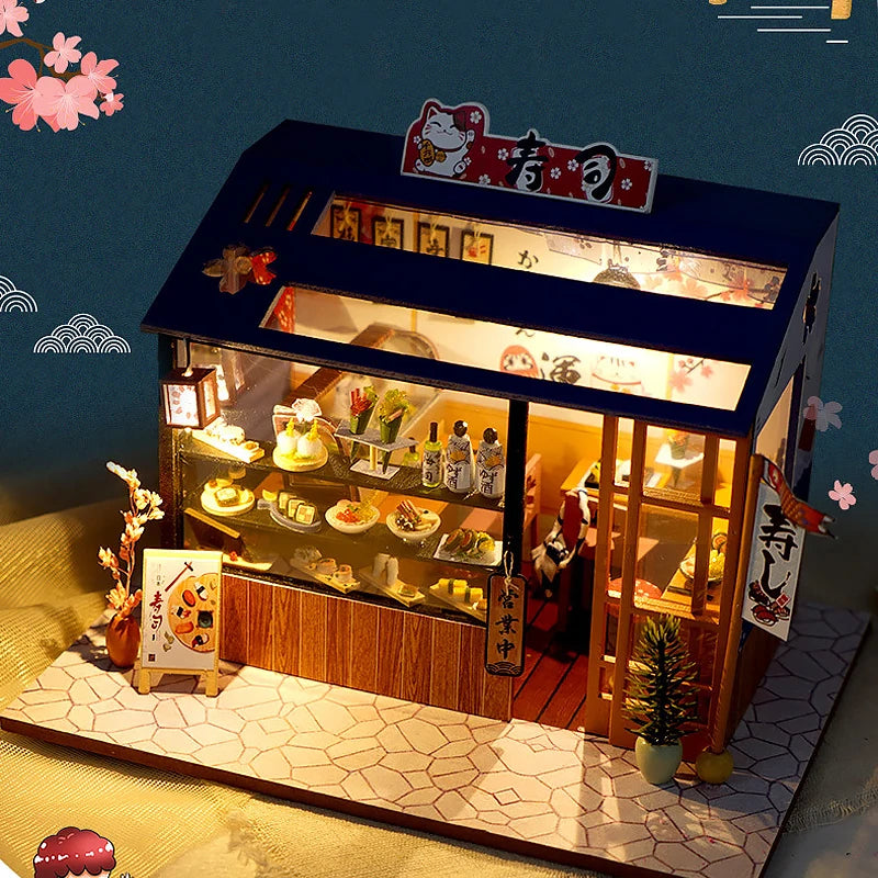 Wooden 3D Puzzles Mini Doll House DIY Small House Kits Assembly Model Building Room Bedroom With Furniture Dollhouse Xmas Gifts