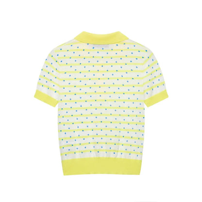 Women's Top 2026 New Fashion Summer Polka Dot Striped Knit Top Elegant Chic Vacation Style Ladies Top