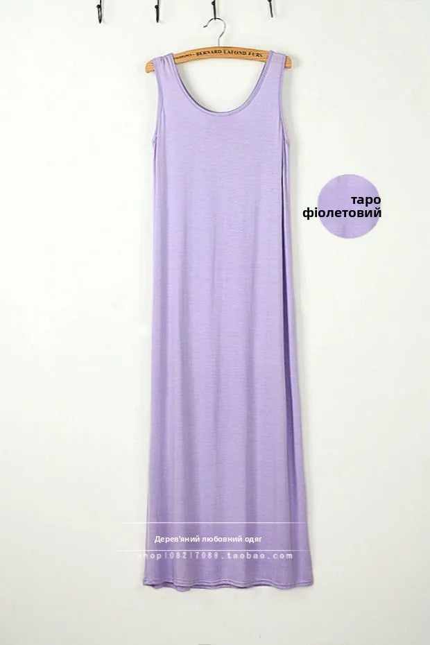 Spring Summer 2026 Women's Modal Long Sleeveless Dress Beachwear Base Layer Vest Skirt Large Size Korean Style Commute