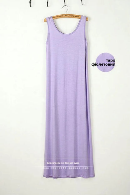 Spring Summer 2026 Women's Modal Long Sleeveless Dress Beachwear Base Layer Vest Skirt Large Size Korean Style Commute