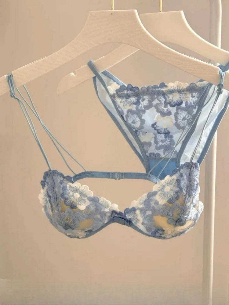 Super Sexy See-Through Lace Bra Set Hollow Out No Underwire French Triangle Bralette and Panties Women Hot Lingerie 2026 Fashion
