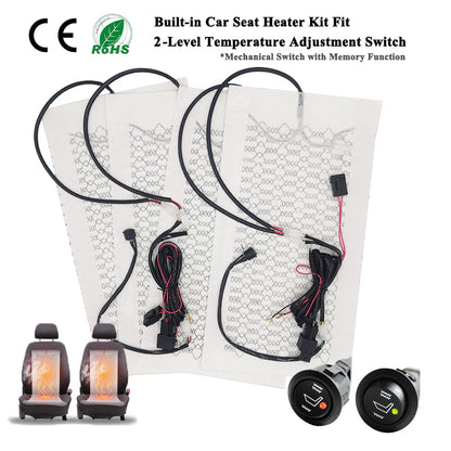 Built-in Car Seat Heater Fit 2 Seats 12V Carbon Fiber Seat Heating Pad High/low Temperature Adjustable Round Switch Controller