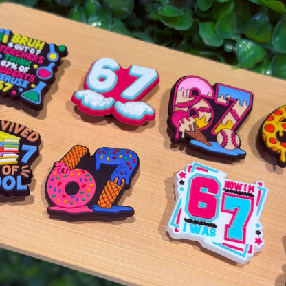 11-100pcs 67 Days Of School Teacher Shoe Buckle Sandals DIY Accessories PVC Shoes Charms Clogs Pins Decor Kids Man Party Gift