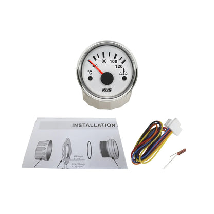 KUS Water Temp Temperature Gauge Meter Indicator 40-120℃ with Backlight 12V/24V 52MM(2") for Car Truck Sailboat
