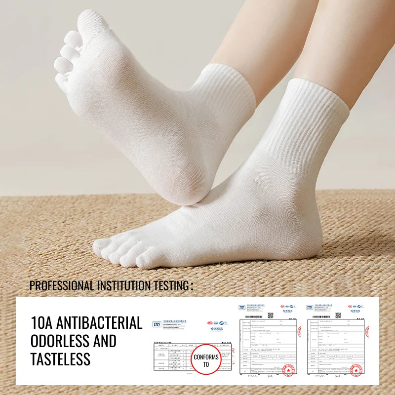 MiiOW Gel Cushion Sock Cracked Dry Skin Heel Protection Elderly Sock Anti Odor Five Finger Sock Women Pure Cotton Spilt Toe Sock