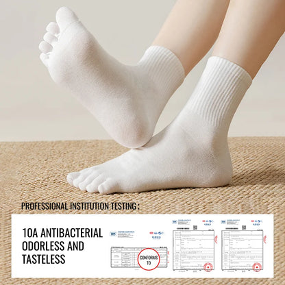 MiiOW Gel Cushion Sock Cracked Dry Skin Heel Protection Elderly Sock Anti Odor Five Finger Sock Women Pure Cotton Spilt Toe Sock