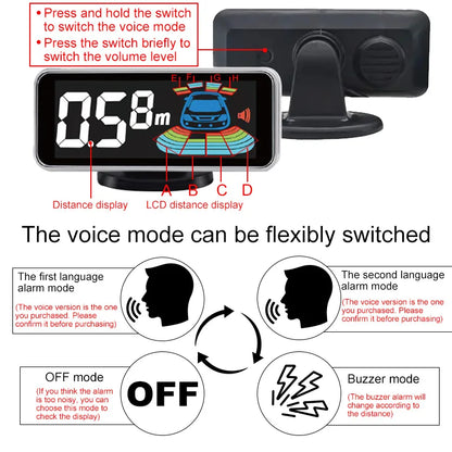 8 Radar Parking Sensor Kit Backlit LED Display Parktronic Backup Detector Assistant Car Parking System
