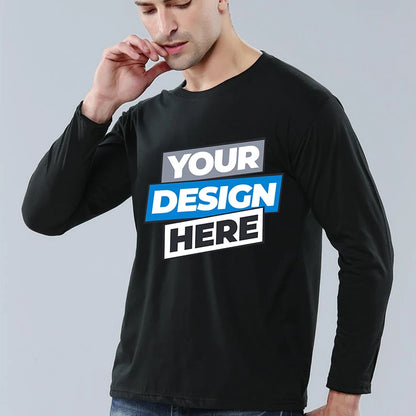 Custom logo cotton t-shirt Spring/autumn men T-shirt home men's long sleeved O-neck solid color casual T-shirts USA size XS-2XL
