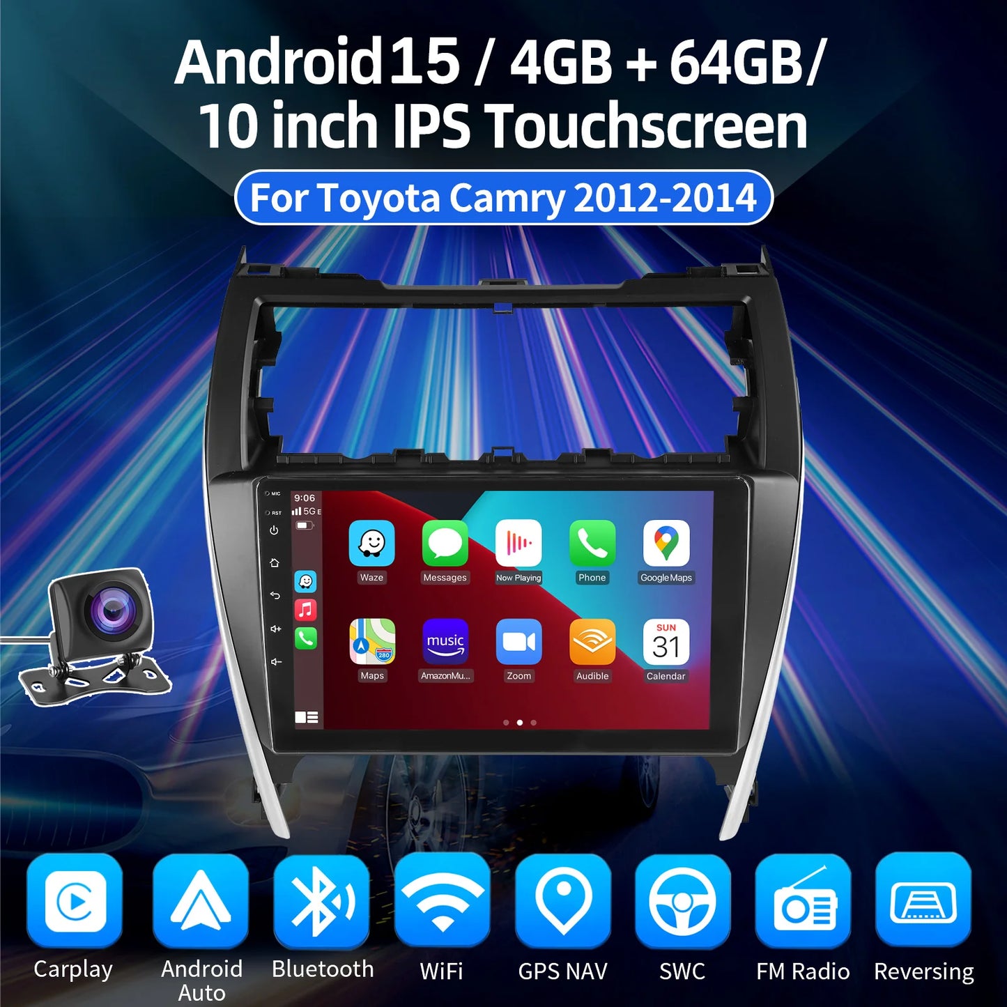 10.1" Android15 JBL For Toyota Camry 7 XV 50 55 2012 2013 2014-2015 2016 2017 Multimedia Carplay Car Player GPS Navigation Radio