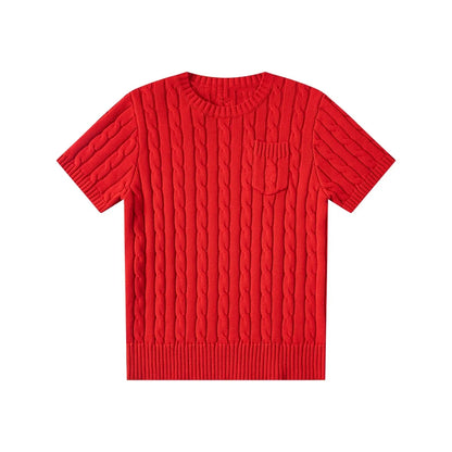 women's t-shirts and polos old money style Classic round neck Women's shirt embroidered chest pocket knitted short sleeved shirt