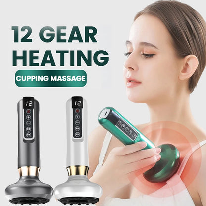 Electric Body Massager Cupping Device 12 Level Vacuum Cupping Cans Rechargeable Gua Sha Massager Heating Slimming and Fat Loss