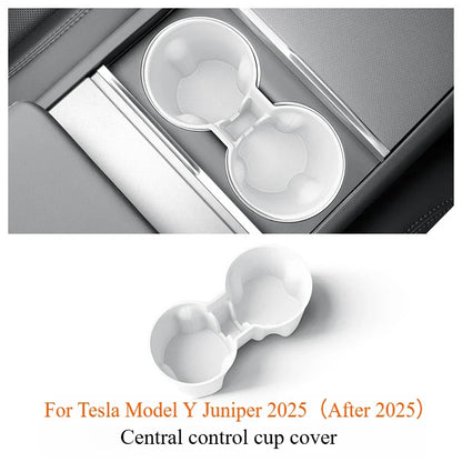For Tesla Model Y Juniper 2025 White Interior Accessories Center Control Armrest Box Organizer Storage Box Cup Holder New Model3