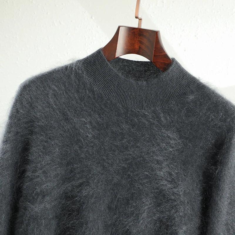 High-end brushed 100% pure cashmere warm men's half turtle neck new autumn and winter Joker knit bottoming shirt.