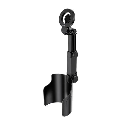 2-in-1 Car Cup Holder Phone Mount Dual Magnetic Adjustable Long Arm Universal Drink Stand for Cell Phones