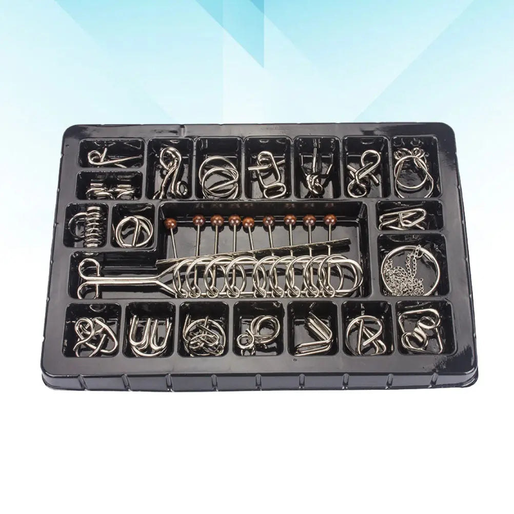 20Pcs Ring Puzzle Set Premium Metal Intelligence Puzzle Buckle Educational Brain Teaser Game for Logic Training and Stress