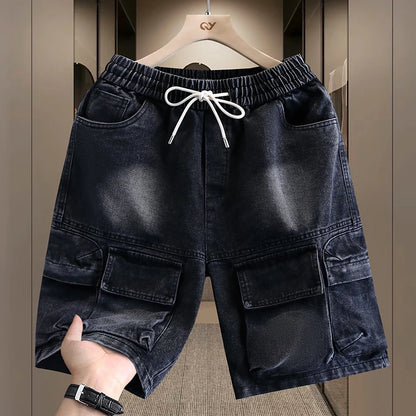 Men's Cargo Shorts New Summer Fashion Thin Cotton Blend Casual Denim 5-Point Pants Street Trendy Daily Comfortable Jean Shorts